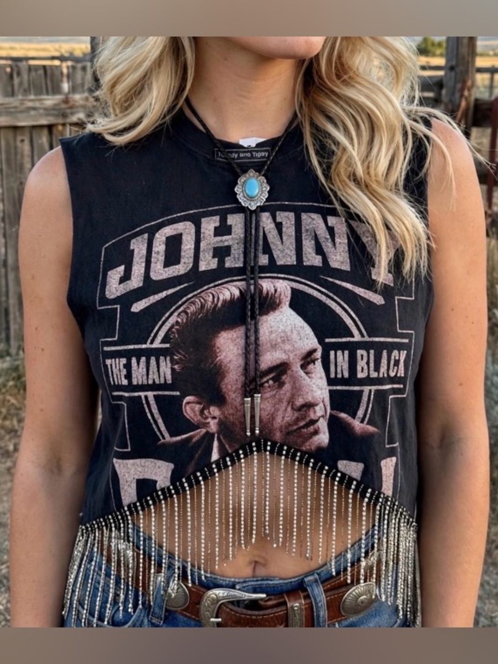 Trendy&tipsy rhinestone Fringe Crop Tank Top
